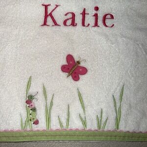 Pottery Barn Kids Bath Butterfly Caterpillar Bath Towel Embroidered Name Katie